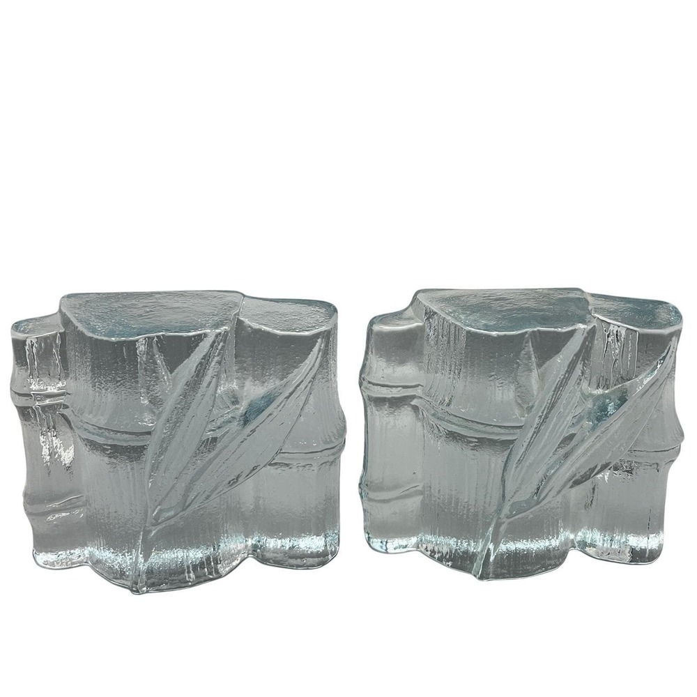 Pair of Vintage ‎ Blenko Glass Bamboo Bookends MCM